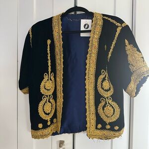 Black and Gold Embroidered Jacket vintage size small